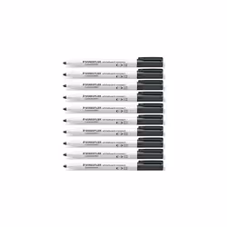 Staedtler Black Lumocolor Compact Whiteboard Board Markers Pens Drywipe 341 (Pack of 10) Drywipe 341