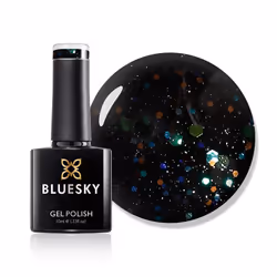Gel Nail Polish, Black With Rainbow Lt123, Black, Dark, Glitter, Long Lasting, Chip Resistant, 10 ml (Requires Drying Under U ...
