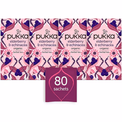 Pukka Elderberry & Echinacea, Organic Herbal Fruit Tea (4 Pack, 80 Tea bags)