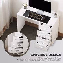 HOMCOM Computer Writing Desk with 4 Drawers, High Gloss Home Office Workstation