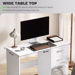 HOMCOM Computer Writing Desk with 4 Drawers, High Gloss Home Office Workstation - Additional view 4