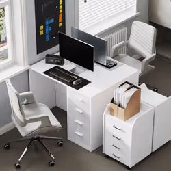 HOMCOM Computer Writing Desk with 4 Drawers, High Gloss Home Office Workstation - Additional view 5