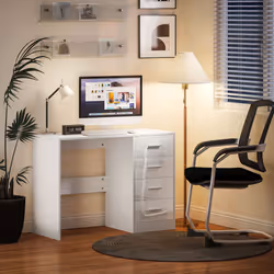 HOMCOM Computer Writing Desk with 4 Drawers, High Gloss Home Office Workstation - Additional view 6