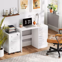 HOMCOM Computer Writing Desk with 4 Drawers, High Gloss Home Office Workstation - Additional view 7