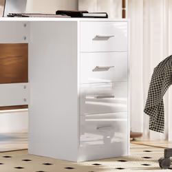 HOMCOM Computer Writing Desk with 4 Drawers, High Gloss Home Office Workstation - Additional view 8