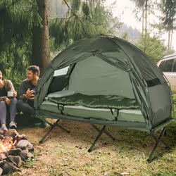 Outdoor 1 Person Folding Dome Tent Hiking Camping Bed Cot W/ Sleeping Bag New
