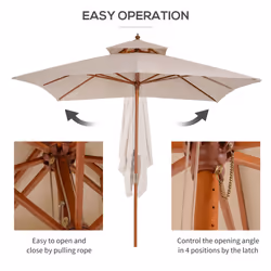 Outsunny 3m 2-tier Patio Parasol Garden Sun Umbrella Sunshade Bamboo  w/ Pulley - Additional view 4