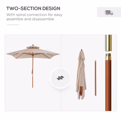Outsunny 3m 2-tier Patio Parasol Garden Sun Umbrella Sunshade Bamboo  w/ Pulley - Additional view 5