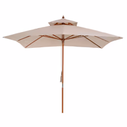 Outsunny 3m 2-tier Patio Parasol Garden Sun Umbrella Sunshade Bamboo  w/ Pulley - Additional view 8