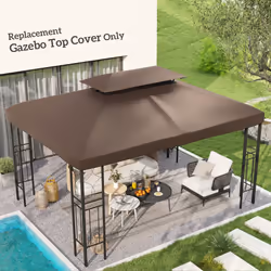 Outsunny 3x4m Gazebo Replacement Roof Canopy 2 Tier Top UV Cover Patio Brown