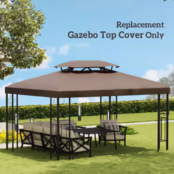 Outsunny 3x4m Gazebo Replacement Roof Canopy 2 Tier Top UV Cover Patio Brown - Additional view 4