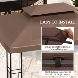 Outsunny 3x4m Gazebo Replacement Roof Canopy 2 Tier Top UV Cover Patio Brown - Additional view 8