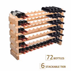 HOMCOM 72 Bottle Shelf Wine Rack Holder Standing Holds Storage Pine Wood Cellar