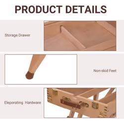 HOMCOM Tripod Art Easel Wooden Drawing Board Workstation Folding French Sketch