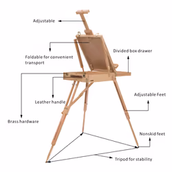 HOMCOM Tripod Art Easel Wooden Drawing Board Workstation Folding French Sketch - Additional view 4
