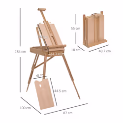 HOMCOM Tripod Art Easel Wooden Drawing Board Workstation Folding French Sketch - Additional view 7