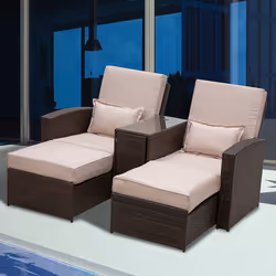 Outsunny Garden Double Rattan Sun Lounger Sofa Recliner Wicker Patio Brown - Additional view 10