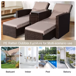 Outsunny Garden Double Rattan Sun Lounger Sofa Recliner Wicker Patio Brown - Additional view 4