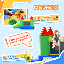 HOMCOM Bouncy Castle with Slide Inflatable Bouncer Kids Jumper Bounce Castle - Additional view 6