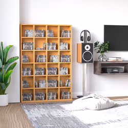 HOMCOM Bookcase Storage Tower CD DVD Games Rack Wooden Shelves