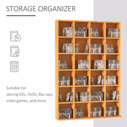 HOMCOM Bookcase Storage Tower CD DVD Games Rack Wooden Shelves