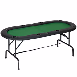 HOMCOM 8 Player Folding Poker Table with Cup Holders, Metal Base, Green - Additional view 8