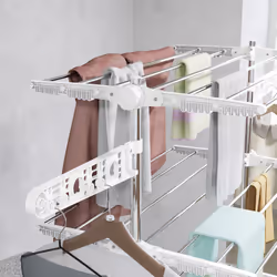 HOMCOM 4-Tier Large Clothes Airer Stainless Steel Clothes Drying Rack White - Additional view 6