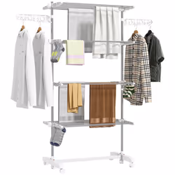 HOMCOM 4-Tier Large Clothes Airer Stainless Steel Clothes Drying Rack White - Additional view 8