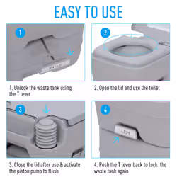 Outsunny 20L Camping Toilet Portable Travel WC Caravan Picnic Fishing Restroom