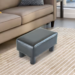 HOMCOM Ottoman Footrest Seat Chair Small PU Leather Black Home Office