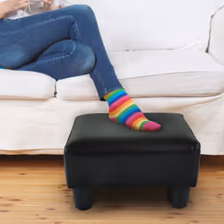 HOMCOM Ottoman Footrest Seat Chair Small PU Leather Black Home Office