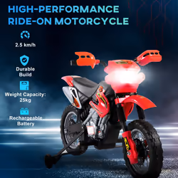 HOMCOM 6V Kids Electric Motorbike Motorcycle Ride On for 3-6 Years Red