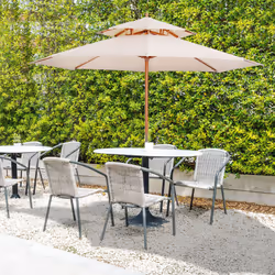 Outsunny Garden Wood Patio Parasol Sun Shade Outdoor Umbrella Canopy Beige