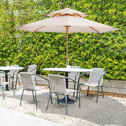 Outsunny Garden Wood Patio Parasol Sun Shade Outdoor Umbrella Canopy Beige