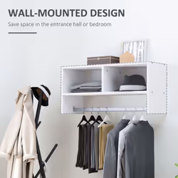 HOMCOM Wall Mounted Storage Hat Rack Hanging Coat Organizer Hanger Home White