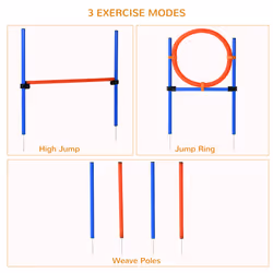 PawHut Pet Agility Set Training Dogs Outward Outdoor Play Hurdle Jump Hoop Pole