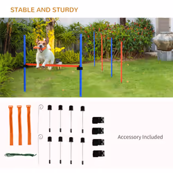 PawHut Pet Agility Set Training Dogs Outward Outdoor Play Hurdle Jump Hoop Pole - Additional view 4