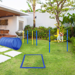PawHut Pet Agility Training Equipment Dog Play Run Jump (Poles + Hurdle + Tunnel