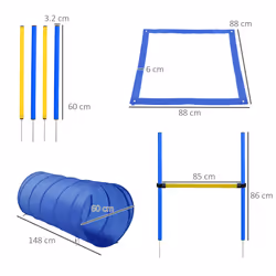 PawHut Pet Agility Training Equipment Dog Play Run Jump (Poles + Hurdle + Tunnel - Additional view 4