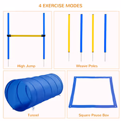PawHut Pet Agility Training Equipment Dog Play Run Jump (Poles + Hurdle + Tunnel - Additional view 5