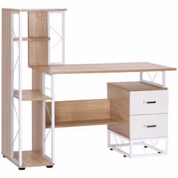 HOMCOM Computer PC Laptop Desk Table Shelf 2 Drawers Bookstore workstation