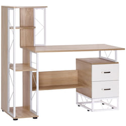 HOMCOM Computer PC Laptop Desk Table Shelf 2 Drawers Bookstore workstation