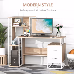 HOMCOM Computer PC Laptop Desk Table Shelf 2 Drawers Bookstore workstation