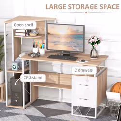 HOMCOM Computer PC Laptop Desk Table Shelf 2 Drawers Bookstore workstation - Additional view 4