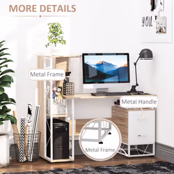 HOMCOM Computer PC Laptop Desk Table Shelf 2 Drawers Bookstore workstation - Additional view 5