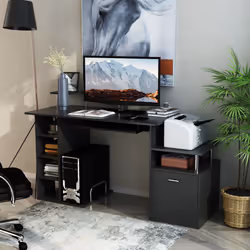 HOMCOM Wood Computer Desk Laptop Workstation Drawer Shelf for Home Office - Additional view 6