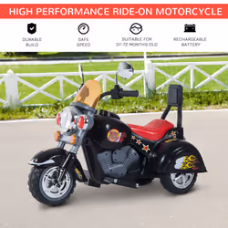 HOMCOM 6V Kids Electric Motorbike Child Ride On Toy w/ Lights Sound Black