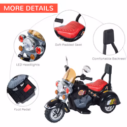 HOMCOM 6V Kids Electric Motorbike Child Ride On Toy w/ Lights Sound Black - Additional view 5