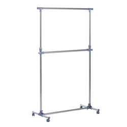 HOMCOM Garment Rail Adjustable Portable Clothes Hanging Stand Rack Wheels