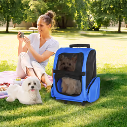 PawHut Pet Travel Backpack Bag Cat Puppy Dog Carrier w/ Trolley and Telescopic